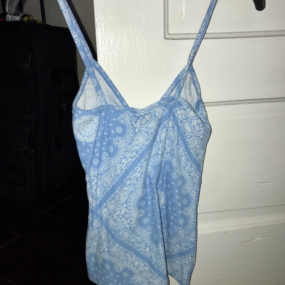 Y2K Blue Paisley O-Ring Tank Top - Picture 4 of 5